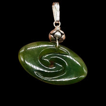 Load image into Gallery viewer, Jade New Zealand Maori Koru Sterling Silver Pendant | Green | 1&quot; Long |
