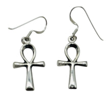 Load image into Gallery viewer, Ankh Sterling Silver Dangle Earrings | 1 1/2&quot; Long | Silver | Pair Earrings |
