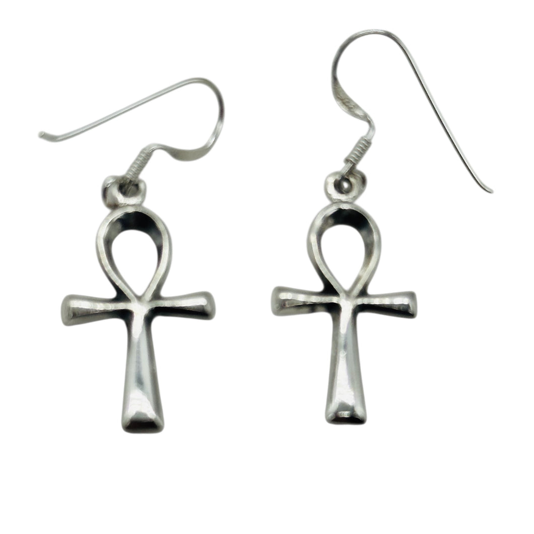 Ankh Sterling Silver Dangle Earrings | 1 1/2