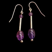 Load image into Gallery viewer, Unique Amethyst &amp; Sterling Silver Earrings 6379B
