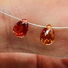 Load image into Gallery viewer, Sapphire, Faceted Padparadscha .88ct Briolette Pendant Bead | 6x4mm| Orange| 1 |
