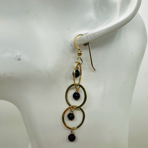 Rhodolite Garnet Dangling 14K Gold Filled Earrings | 2 inches long |