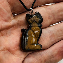 Load image into Gallery viewer, Tiger Eye Stone Kitty Cat Pendant Necklace | 1 1/2&quot; Long | Bronze |
