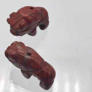 Abundance! Brecciated Jasper Hand Carved Bison / Buffalo Figurine | 21x14x8mm | Red