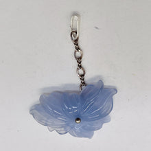 Load image into Gallery viewer, Hand Carved Natural Blue Chalcedony Flower Sterling Silver Pendant | 1&quot; Long |
