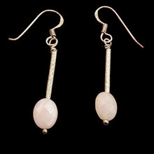 Load image into Gallery viewer, Pink Peruvian Opal Faceted Oval &amp; Stardust Sterling Silver Tube Earrings 5827B
