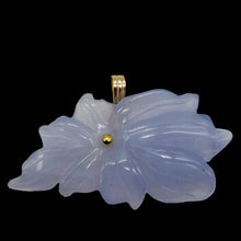 Load image into Gallery viewer, Hand Carved Natural Blue Chalcedony Flower and 14Kgf Pendant | 1&quot; Long |
