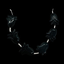 Load image into Gallery viewer, Hand Carved Black Obsidian Flower Bead 8 inch Strand 10192HS
