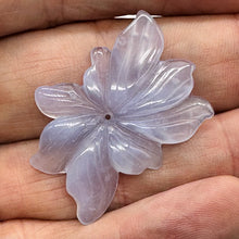 Load image into Gallery viewer, Chalcedony 28ct Hand Carved Flower Pendant Bead | 36x24x5mm | Blue | 1 Flower |
