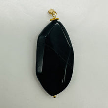 Load image into Gallery viewer, Natural Blue Tiger Eye Faceted Flat Oval Nugget Pendant 2" Blue Black Gemstone
