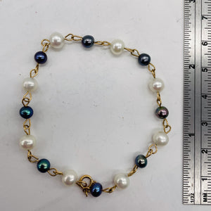 Peacock/Cream Fresh Water Pearl 14Kgf Bracelet 400005