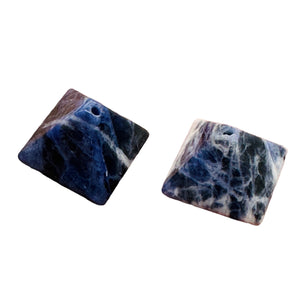 2 Hand Carved Sodalite Pyramid Beads 9289SO