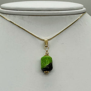 Gaspeite AAA 14K Gold Filled Pendant | 3/4" Long | Green, Brown |