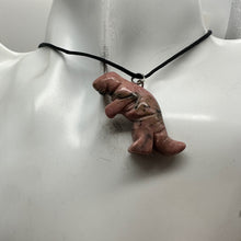 Load image into Gallery viewer, Rhodonite Tyrannosaurus Rex Dinosaur Pendant Necklace | 3/4&#39; Long | Pink White |
