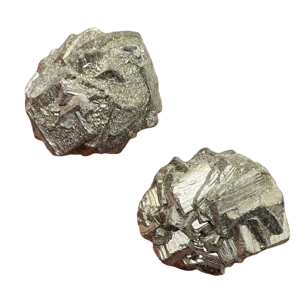 Pyrite Crystal Nugget Beads | 18x17x13 to 19x17x16mm | Silver Gold | 2 Beads |