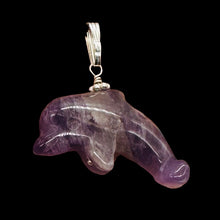Load image into Gallery viewer, Amethyst Dolphin Sterling Silver Pendant | 1.5" Long | Purple | Dolphin |
