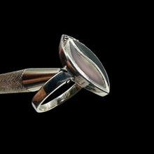 Load image into Gallery viewer, Onyx Mother of Pearl Marcasite Sterling Silver Ring | 7 | Blue, White, Silver |
