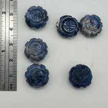 Load image into Gallery viewer, Sodalite Carved Chinese Symbol Coin Beads | 15x8mm | Blue, White | 6 Beads |

