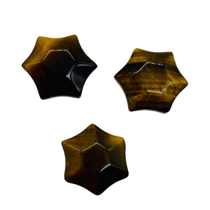 3 Twinkling Carved Tiger Eye 6-Point Star Beads 9245Te