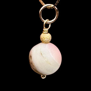 Pink Peruvian Opal Matte Finish Drop Bead Pendant | Pink | 1" Long |
