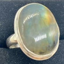 Load image into Gallery viewer, Labradorite Sterling Silver Oval Stone Ring | 8.5 | Blue Orange Flash | 1 Ring |
