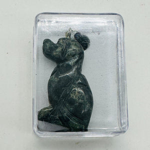 Kambaba Jasper Puppy Dog Pendant Necklace | 3/4' Long| Black, Green | 1 Pendant|