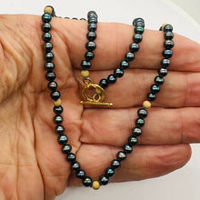 Load image into Gallery viewer, Dramatic Blue Rainbow Peacock Freshwater Pearl 14Kgf Necklace |20" Long |
