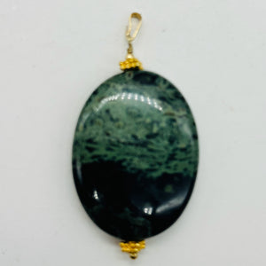 Exotic Kambaba Jasper Oval 14K Gold Filled Pendant | 40x30x8mm | 1 Bead |