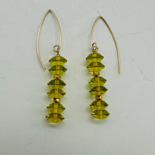 Load image into Gallery viewer, Natural Yellow Amber 6 Bead 14K Rose Gold Filled Dangle Earrings 1.5" Handmade
