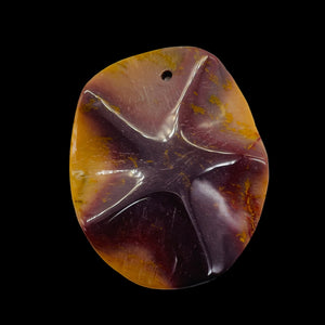 Australian Mookaite Starfish Oval Pendant Bead | 50x40x6mm | Maroon Beige | 1 |