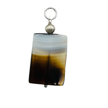 Load image into Gallery viewer, Sardonyx Agate Sterling Silver Pendant | Orange, White, Black | 1 3/4&quot; Long |
