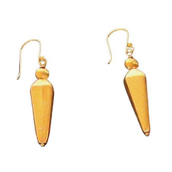Designer Brushed 22K Vermeil Faceted 29x9mm Teardrop Earrings 309816B