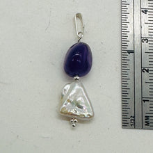 Load image into Gallery viewer, Pearl Triangle and Amethyst Sterling Silver Pendant | 1 1/4&quot; Long | White, Red |
