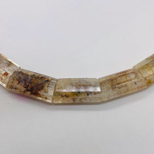 Gold Rutilated Quartz Rectangular Bead Strand | 23x15x7mm| Clear Gold| 19 Beads|