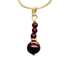 Load image into Gallery viewer, Purple Black Grape Freshwater Pearl 14K Gold Filled Pendant | 1&quot; Long |
