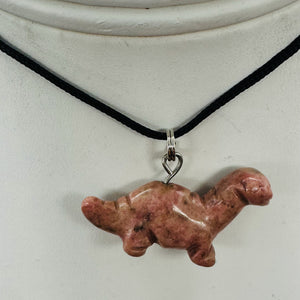 Rhodonite Diplodocus Dinosaur Pendant | 3/4' Long | Pink. Black | 1 Pendant |