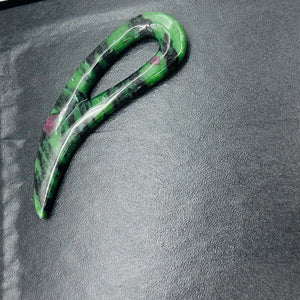 Ruby Zoisite Comma Pendant Bead | 94x28x6mm | Green Red | 1 Pendant Bead |