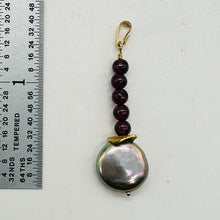 Load image into Gallery viewer, Natural Garnet and Pearl 14KGF Pendant | 1 1/2 Inch Long |
