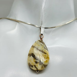 Ocean Jasper Teardrop Sterling Silver Pendant | 1 1/2" Long |