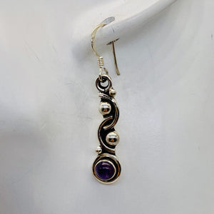 Amethyst Sterling Silver Drop/Dangle Earrings | 1 1/2" Long | Purple | 1 Pair |