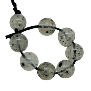 Tourmalinated Quartz Bead Parcel |7mm | 2 1/4" Long | Clear, Black | 8 Beads |