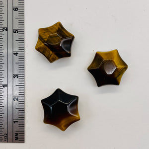3 Twinkling Carved Tiger Eye 6-Point Star Beads 9245Te