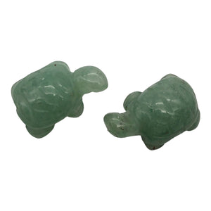 Charming 2 Carved Aventurine Turtle Beads