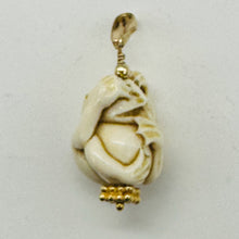 Load image into Gallery viewer, Hear No, See No, Speak No Evil Monkey Mammoth Bone 14K Gold Filled Pendant
