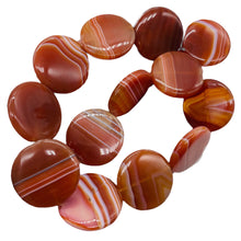 Load image into Gallery viewer, Red Sardonyx Agate Coin Pendant Bead 8&quot; Strand (7 Beads) 5677HS
