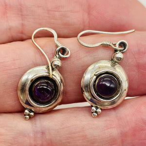Amethyst Sterling Silver Drop/Dangle Earrings | 1" Long | Purple | 1 Pair |