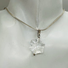 Load image into Gallery viewer, Hand Carved Clear Quartz Star Pendant Sterling Silver Crystal Necklace 1in
