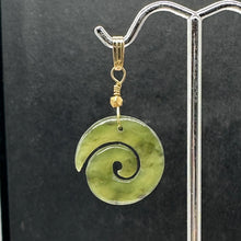 Load image into Gallery viewer, Jade New Zealand Maori Koru Sterling Silver Pendant | Green | 1&quot; Long |
