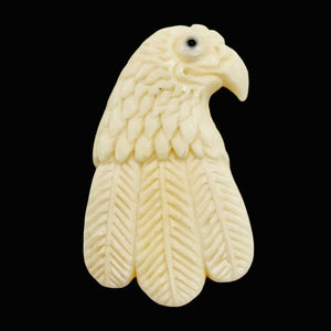 Carved Eagle Pendant Bird Bead | 37x32x4mm | White Black | 1 Bead |