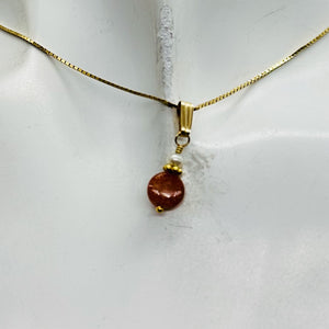 Sunstone and Pearl14K Gold Filled Pendant | 3/4 " (Long) | Orange |